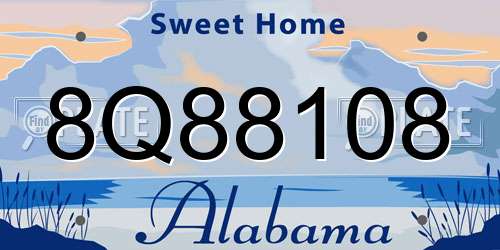 8Q88108 Alabama License Plate