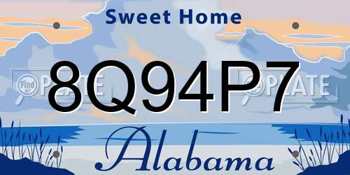 8Q94P7 Alabama License Plate