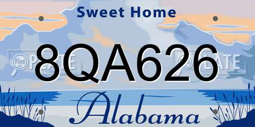 8QA626 Alabama License Plate