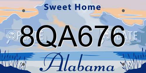 8QA676 Alabama License Plate