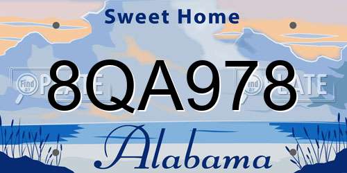 8QA978 Alabama License Plate