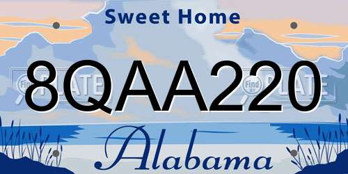 8QAA220 Alabama License Plate