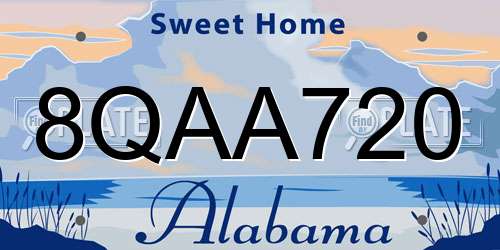 8QAA720 Alabama License Plate