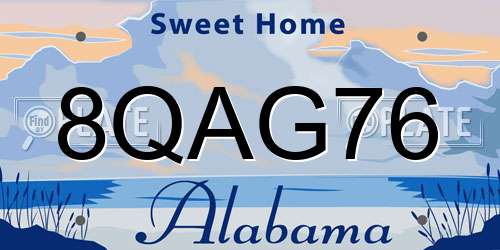 8QAG76 Alabama License Plate