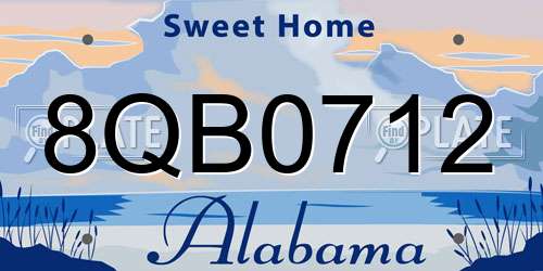 8QB0712 Alabama License Plate