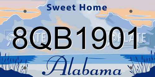 8QB1901 Alabama License Plate