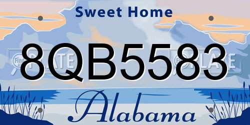 8QB5583 Alabama License Plate