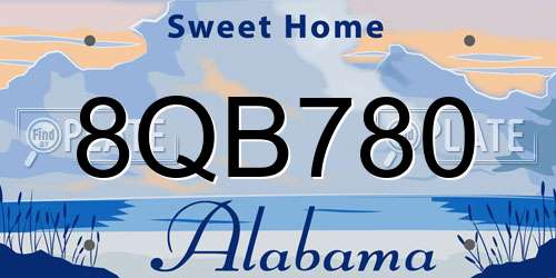 8QB780 Alabama License Plate