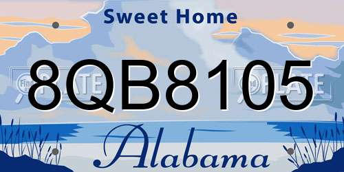8QB8105 Alabama License Plate