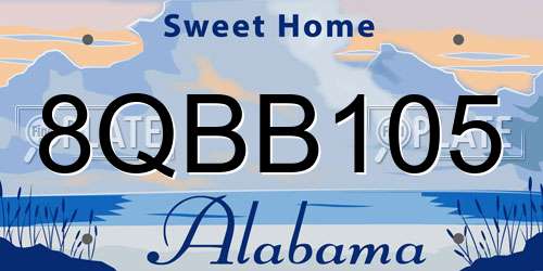 8QBB105 Alabama License Plate