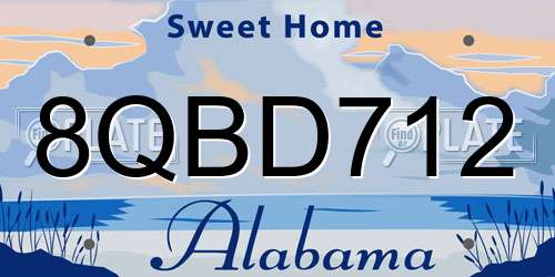 8QBD712 Alabama License Plate