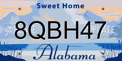 8QBH47 Alabama License Plate