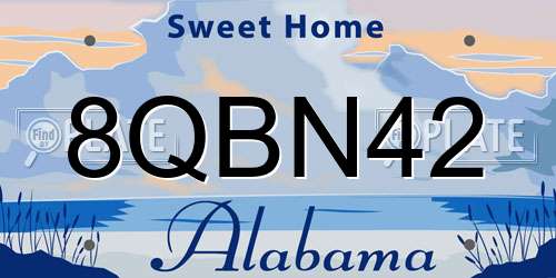 8QBN42 Alabama License Plate