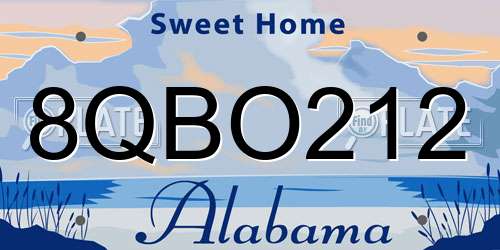 8QBO212 Alabama License Plate