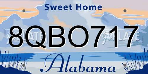 8QBO717 Alabama License Plate