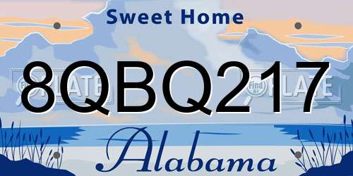 8QBQ217 Alabama License Plate