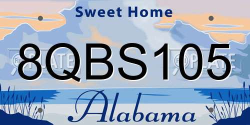 8QBS105 Alabama License Plate