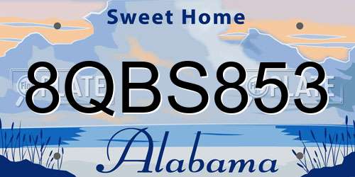 8QBS853 Alabama License Plate
