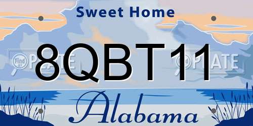 8QBT11 Alabama License Plate