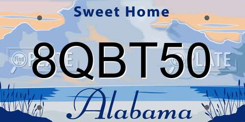 8QBT50 Alabama License Plate