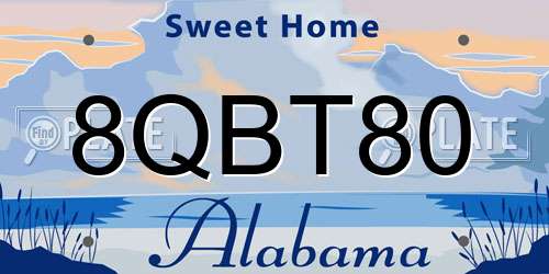 8QBT80 Alabama License Plate