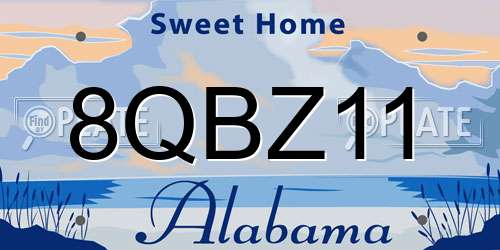 8QBZ11 Alabama License Plate