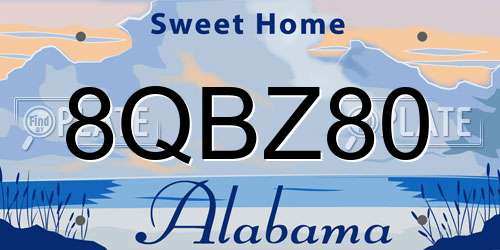 8QBZ80 Alabama License Plate
