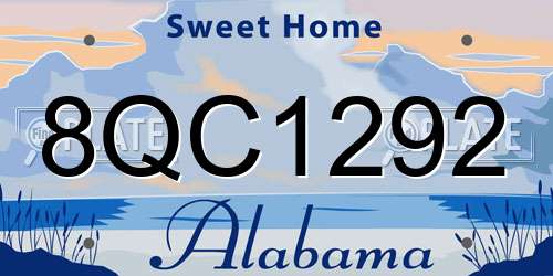 8QC1292 Alabama License Plate