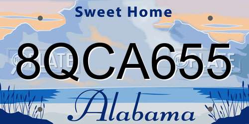 8QCA655 Alabama License Plate