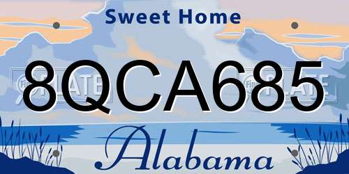 8QCA685 Alabama License Plate