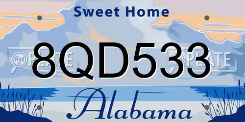 8QD533 Alabama License Plate