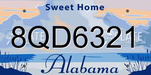 8QD6321 Alabama License Plate