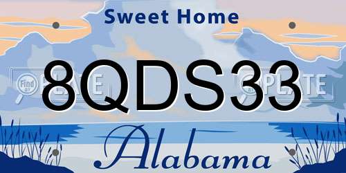 8QDS33 Alabama License Plate