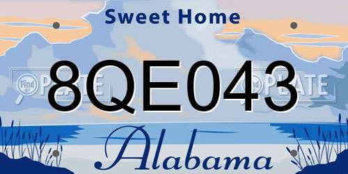 8QE043 Alabama License Plate