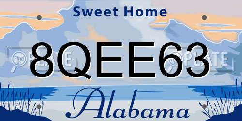 8QEE63 Alabama License Plate