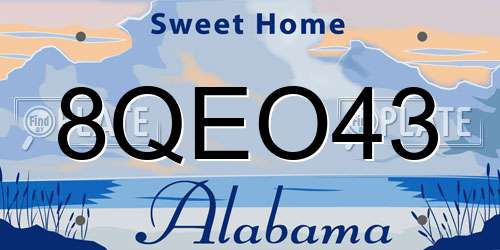 8QEO43 Alabama License Plate