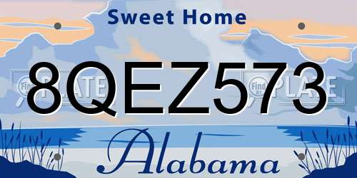 8QEZ573 Alabama License Plate