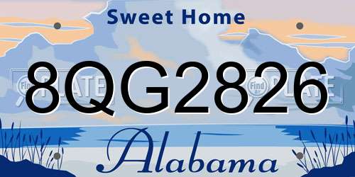 8QG2826 Alabama License Plate