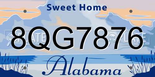 8QG7876 Alabama License Plate