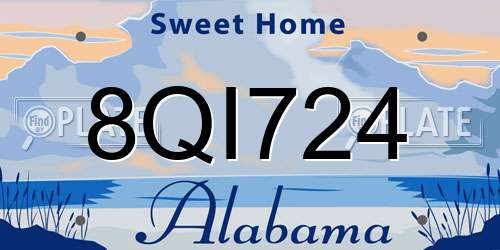 8QI724 Alabama License Plate