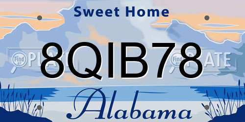 8QIB78 Alabama License Plate