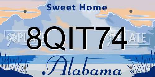 8QIT74 Alabama License Plate