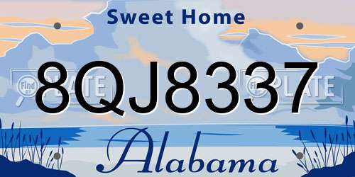 8QJ8337 Alabama License Plate