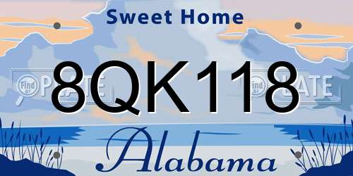 8QK118 Alabama License Plate