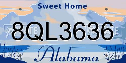 8QL3636 Alabama License Plate