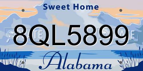 8QL5899 Alabama License Plate