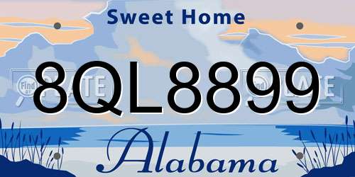 8QL8899 Alabama License Plate