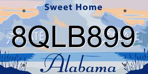 8QLB899 Alabama License Plate
