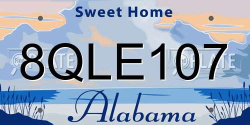 8QLE107 Alabama License Plate