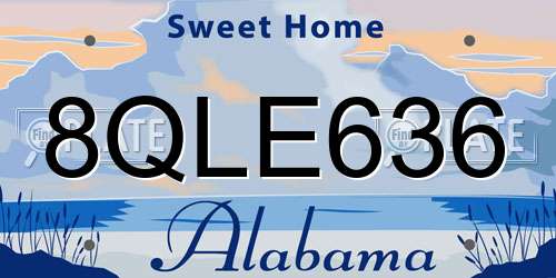 8QLE636 Alabama License Plate